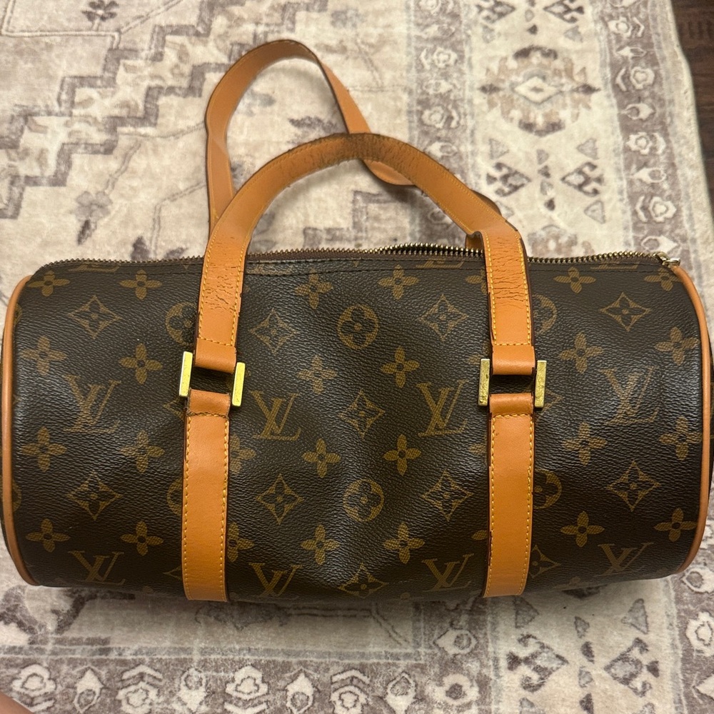 Louis Vuitton Monogram Duffel Bag with Tan Accents